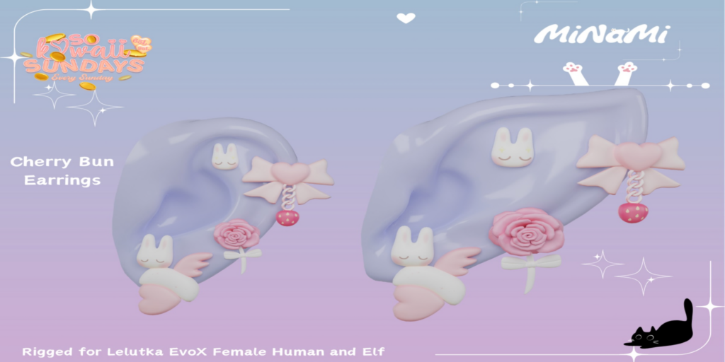 Cherry Bun Earrings - EvoX F Human+Elf	&lt;a href=&quot;http://maps.secondlife.com/secondlife/Notteterna/160/78/1121&quot; target=&quot;_blank&quot;&gt;Teleport&lt;/a&gt;