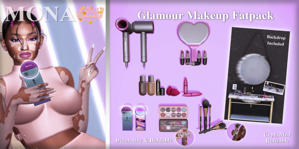 Glamour Makeup Holdables &amp; Decor	&lt;a href=&quot;https://maps.secondlife.com/secondlife/Under%20The%20Boardwalk/83/45/1002&quot; target=&quot;_blank&quot;&gt;Teleport&lt;/a&gt;