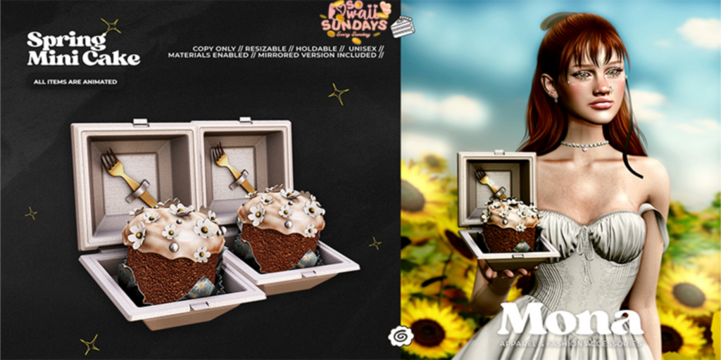 Spring Mini Cake Holdable &amp; Decor	&lt;a href=&quot;https://maps.secondlife.com/secondlife/Under%20The%20Boardwalk/83/45/1002&quot; target=&quot;_blank&quot;&gt;Teleport&lt;/a&gt;
