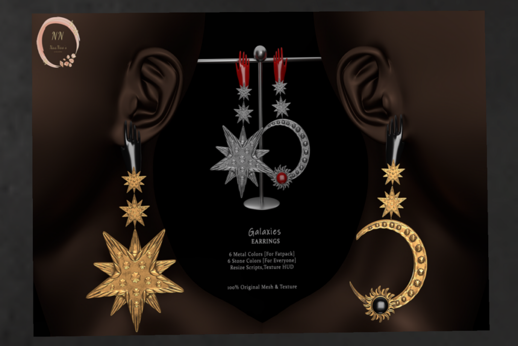 Galaxies Earrings	&lt;a href=&quot;http://maps.secondlife.com/secondlife/Celestial%20Vale/152/143/2002&quot; target=&quot;_blank&quot;&gt;Teleport&lt;/a&gt;