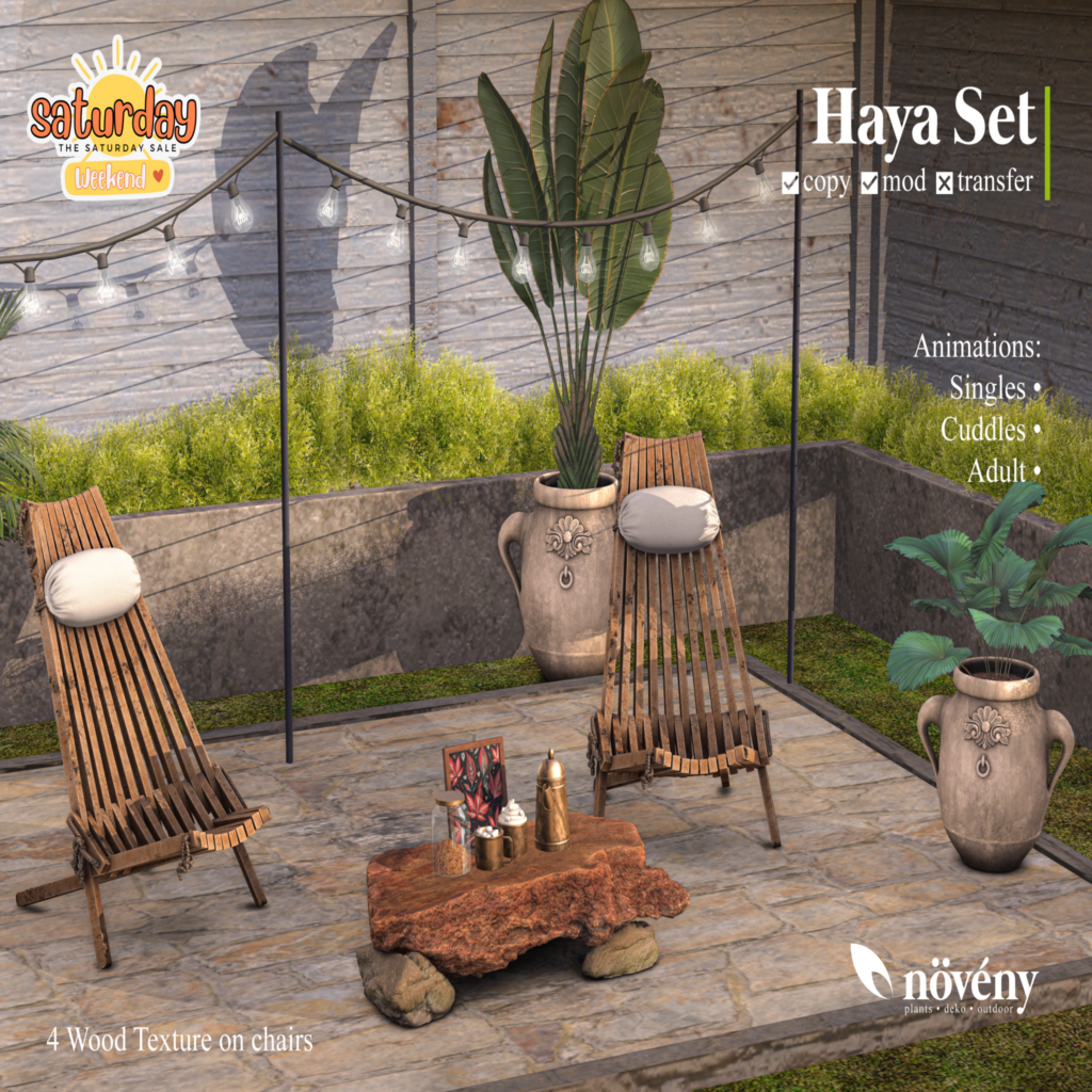 Haya Decor Set	&lt;a href=&quot;http://maps.secondlife.com/secondlife/BigBang/130/195/1501&quot; target=&quot;_blank&quot;&gt;Teleport&lt;/a&gt;