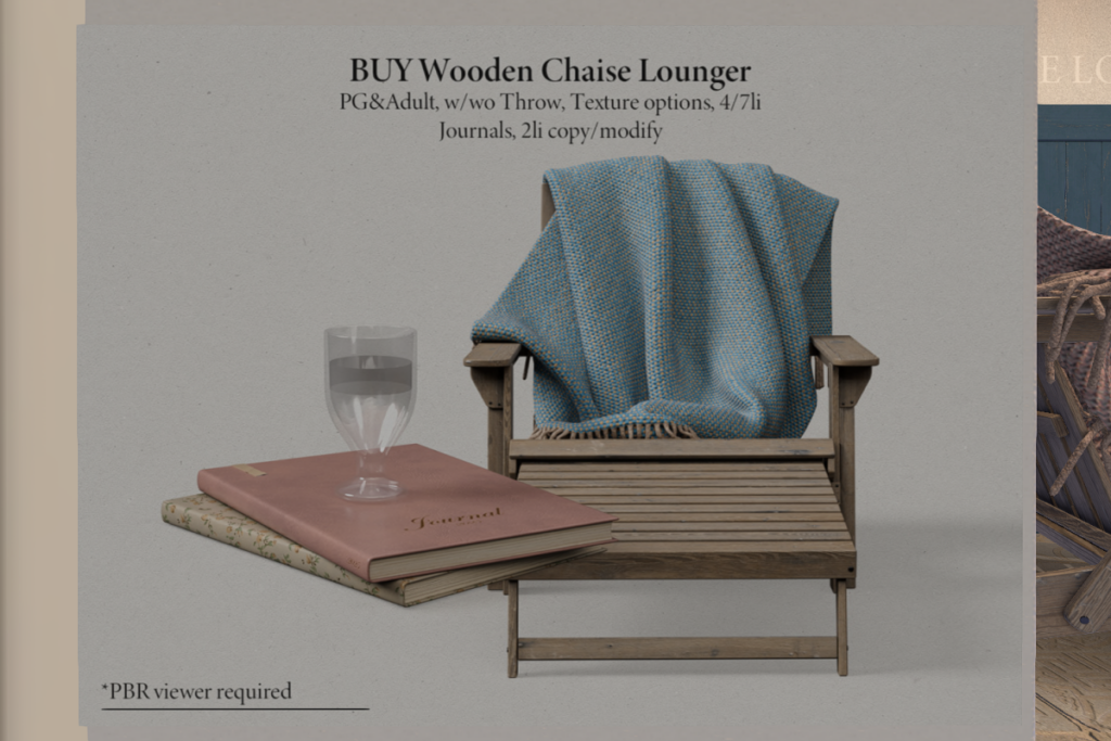 Wooden Chaise Lounger, L$489