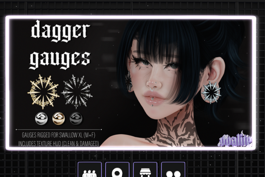Dagger Gauges - Swallow Gauged XL F+M Ears, L$349