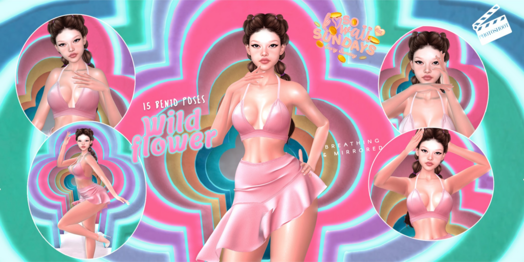 Wildflower Poses	&lt;a href=&quot;http://maps.secondlife.com/secondlife/VELOUR/206/205/1966&quot; target=&quot;_blank&quot;&gt;Teleport&lt;/a&gt;
