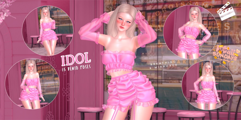 Idol Poses	&lt;a href=&quot;http://maps.secondlife.com/secondlife/VELOUR/200/203/1965&quot; target=&quot;_blank&quot;&gt;Teleport&lt;/a&gt;