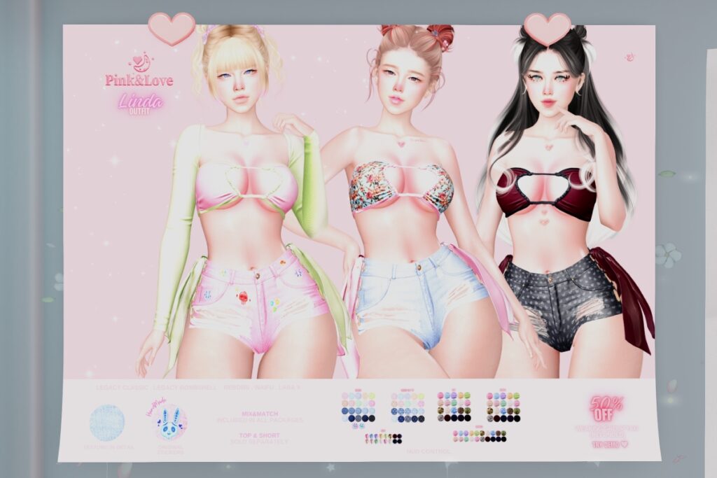 Linda Outfit - Legacy/MaitreyaX/Reborn/+mods, L$250 each Body Pack/L$1250 each FP/L$1950 MP