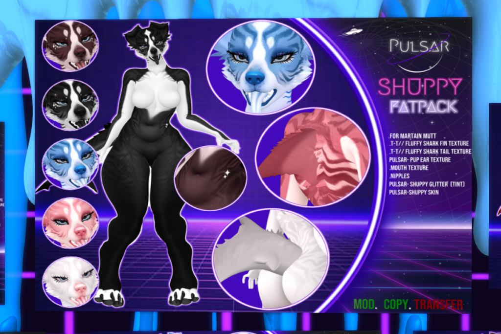 Shuppy - BOM Modkit - Fluffy Shark Fin &amp; Tail/Martian Mutt, L$500 each/L$2000 FP