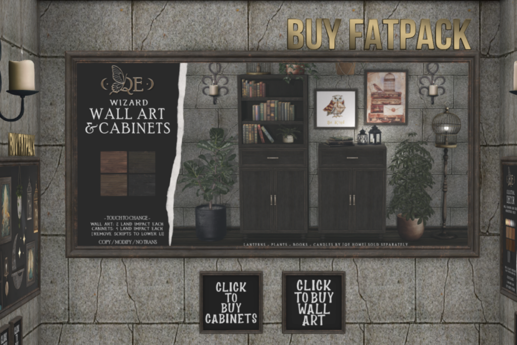 Wizard Wall Art &amp; Cabinets, L$150-L$299 each/L$350 FP