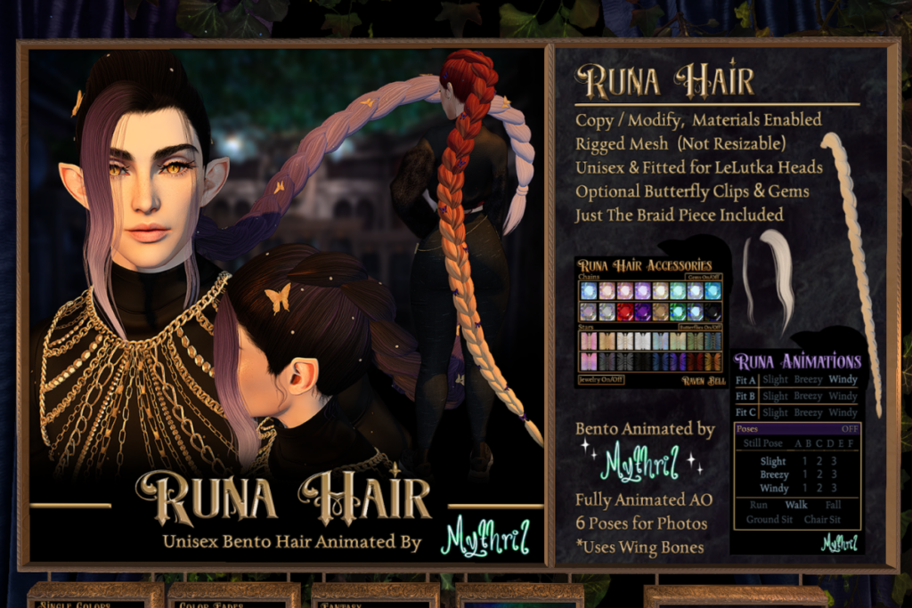 Runa Hair, L$650 each/L$1710 FP