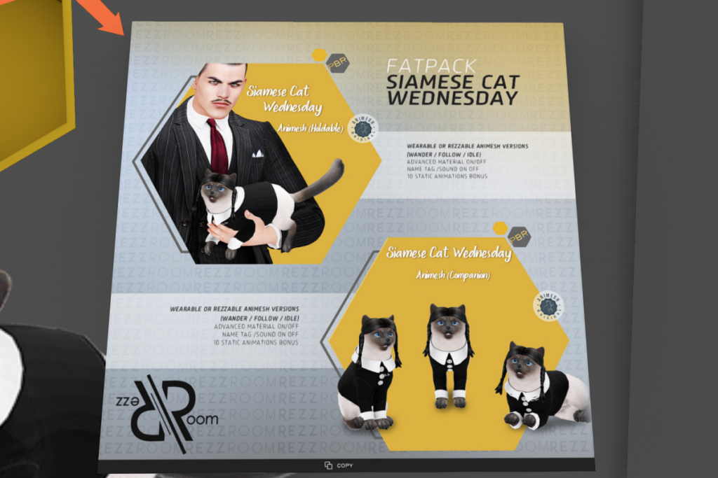 Siamese Cat Wednesday, L$980 each/L$1600 FP