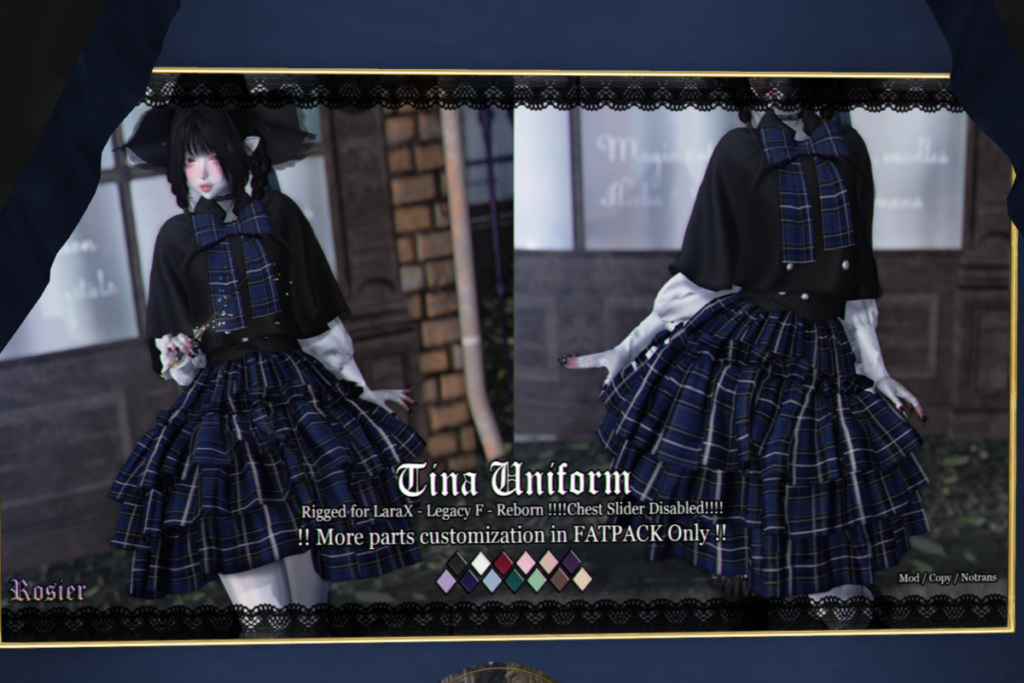 Tina Uniform - Legacy/MaitreyaX/Reborn, L$289 each/L$1299 FP