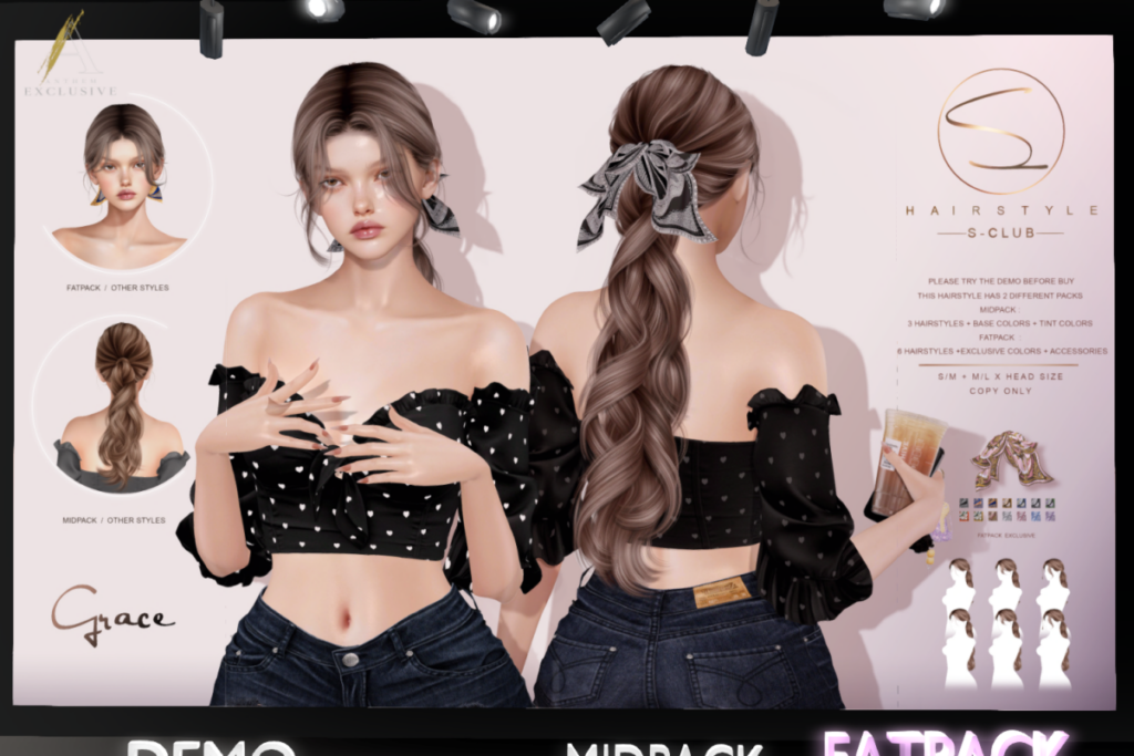 Grace Hair, L$699 midpack/L$999 FP