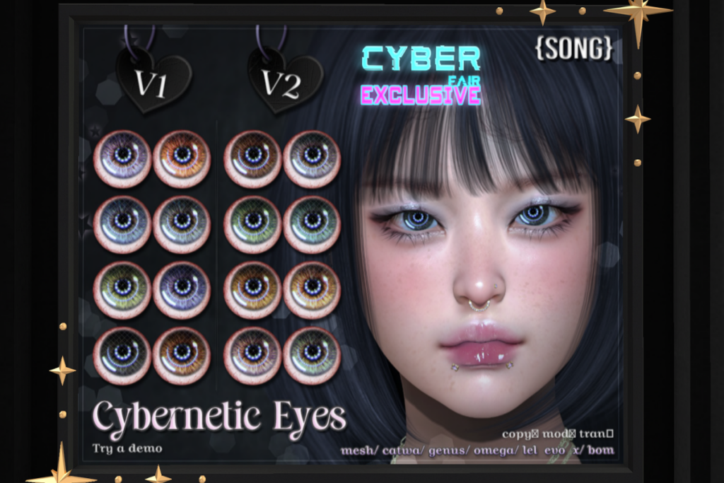 Cybernetic Eyes - BOM/Catwa/EvoX/Genus/Mesh/Omega, L$550 each/L$1100 FP