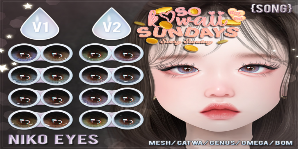 Niko Eyes - BOM/Catwa/Genus/Mesh/Omega	&lt;a href=&quot;http://maps.secondlife.com/secondlife/Meringue/61/83/1064&quot; target=&quot;_blank&quot;&gt;Teleport&lt;/a&gt;