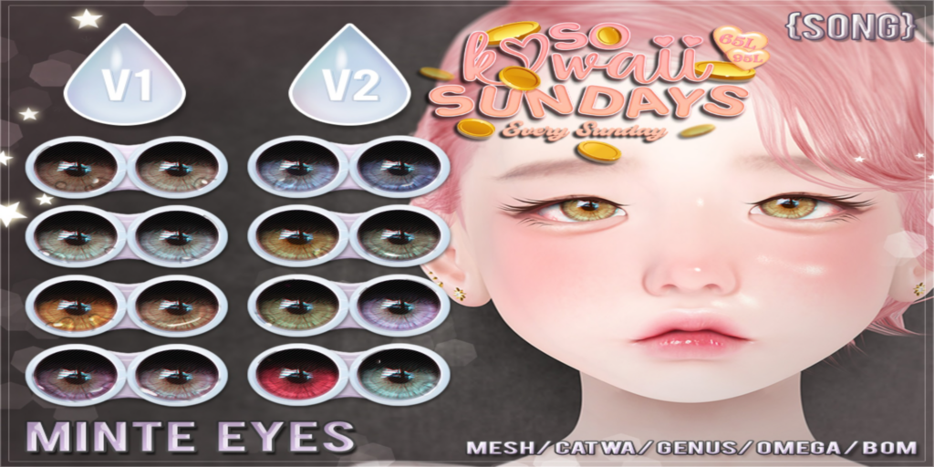 Minte Eyes - BOM/Catwa/Genus/Mesh/Omega	&lt;a href=&quot;http://maps.secondlife.com/secondlife/Meringue/61/83/1064&quot; target=&quot;_blank&quot;&gt;Teleport&lt;/a&gt;