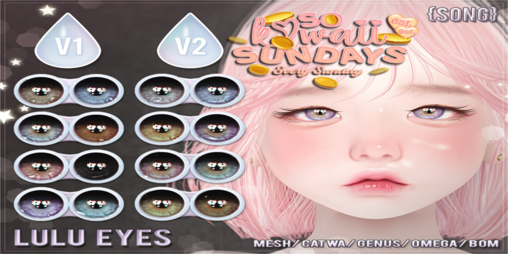 Lulu Eyes - BOM/Catwa/Genus/Mesh/Omega	&lt;a href=&quot;http://maps.secondlife.com/secondlife/Meringue/61/83/1064&quot; target=&quot;_blank&quot;&gt;Teleport&lt;/a&gt;