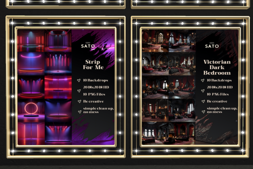 Strip for Me and Victorian Dark Bedroom Backdrops, L$180 each
