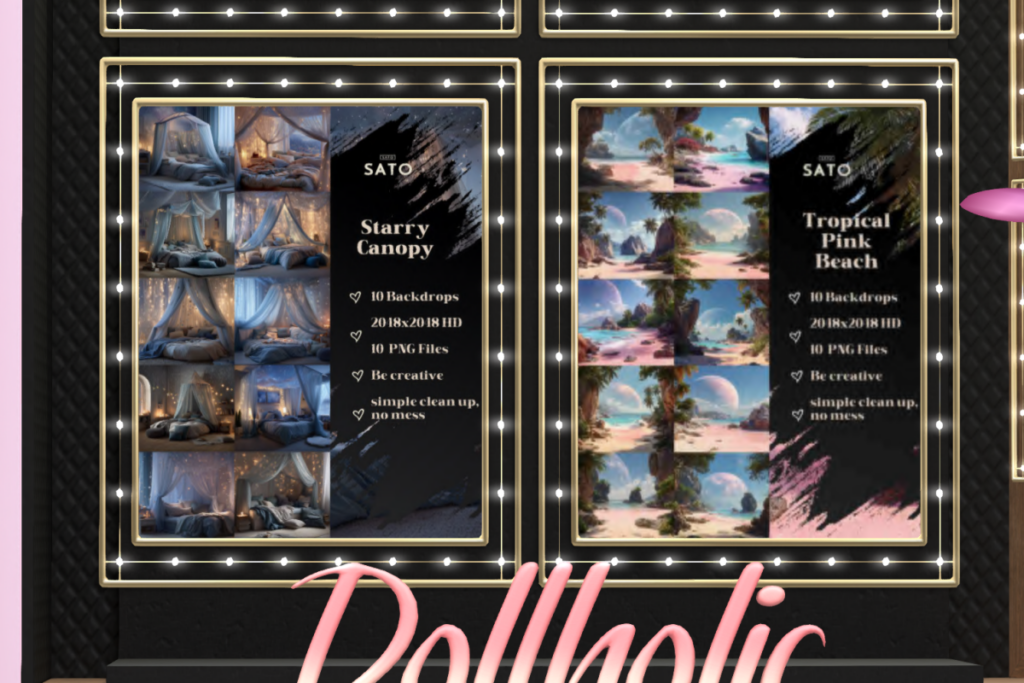 Starry Canopy &amp; Tropical Pink Beach Backdrops, L$180 each