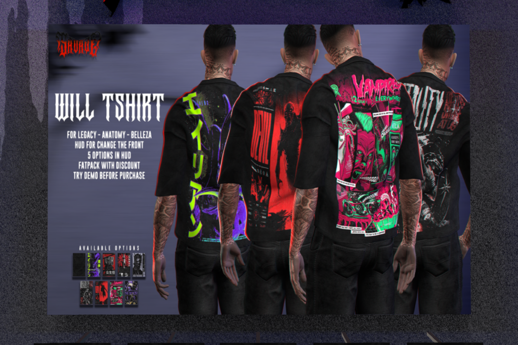 Will Tshirt - Anatomy/Jake/Legacy, L$250 each