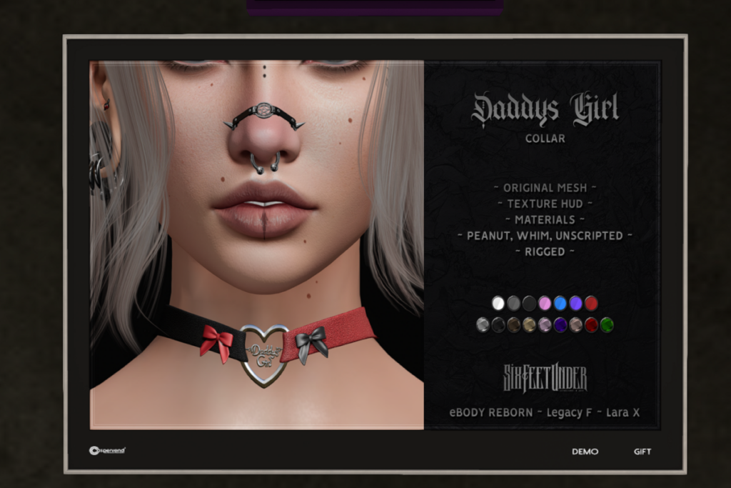 Daddy&#039;s Girl Collar	&lt;a href=&quot;http://maps.secondlife.com/secondlife/Badly%20Moor/164/106/1011&quot; target=&quot;_blank&quot;&gt;Teleport&lt;/a&gt;
