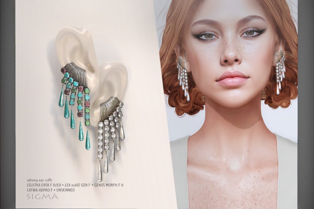 Athena Ear Cuffs - Catwa/EvoX F+Human+Elf/Lex miHD Gen F/Genus Morph F Human/unrigged, L$320 FP