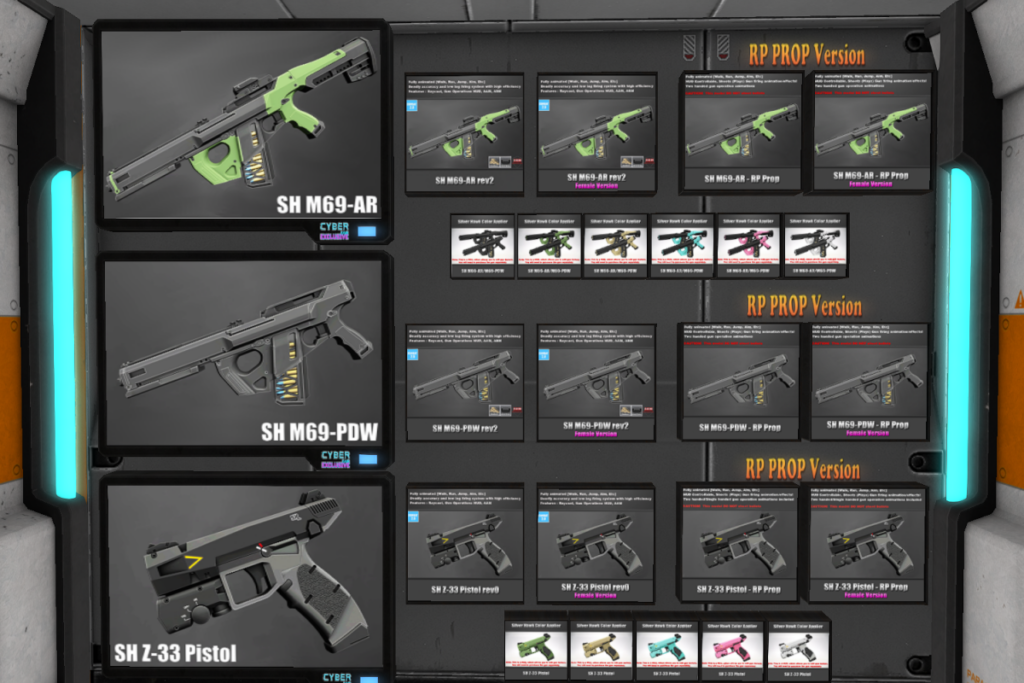 Various RP Gun Props &amp; Skins, L$50-L$400 each