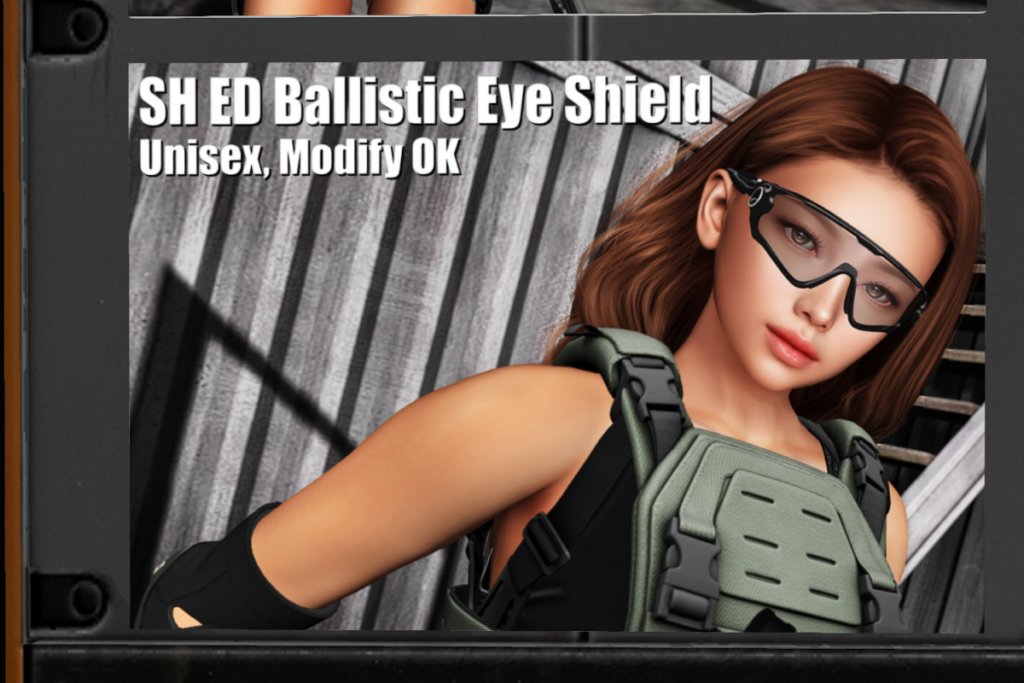 Ballistic Eye Shield, L$240 each/L$1800 FP