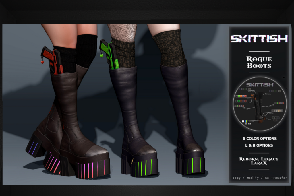 Rogue Boots - Legacy/MaitreyaX/Reborn, L$300 each/L$800 FP