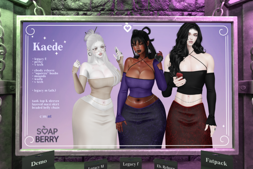 Kaede Set - Legacy F+M/Reborn/+mods, L$650 each/L$1170 FP