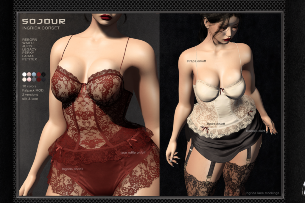Ingridia Corset - Legacy/MaitreyaX/Reborn/+mods, L$249 each/L$999 FP