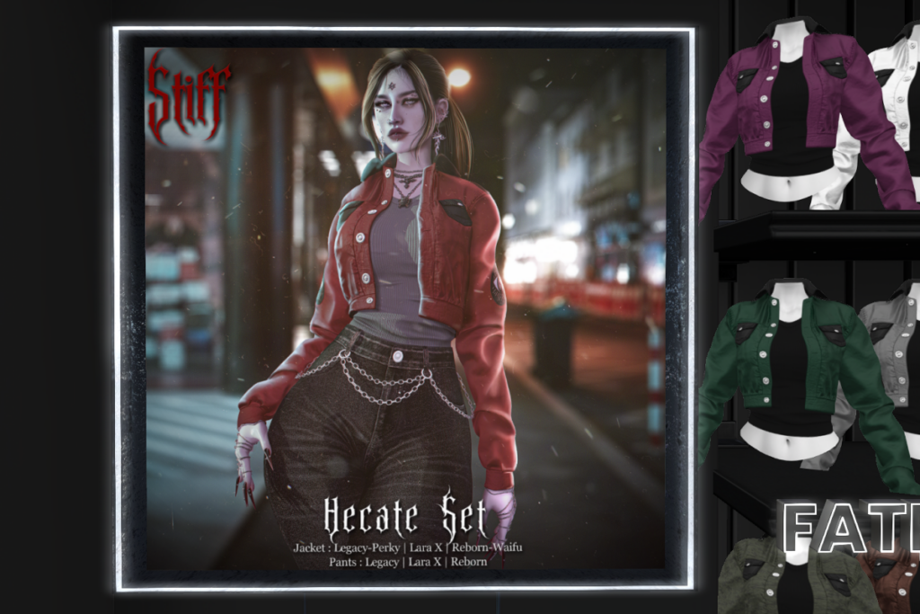 Hecate Jacket and Pants - Legacy/MaitreyaX/Reborn/+mods, L$300 each/L$2500-L$2999 each FP/L$5499 MP