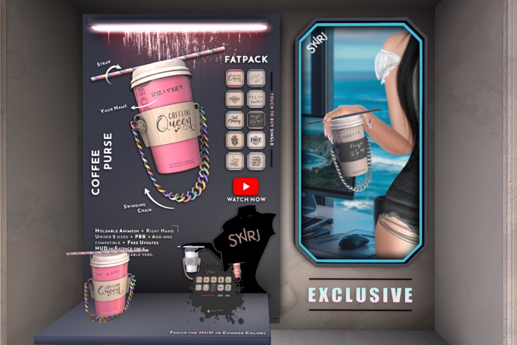 Coffee Purse Holdable, L$295 each/L$845 FP
