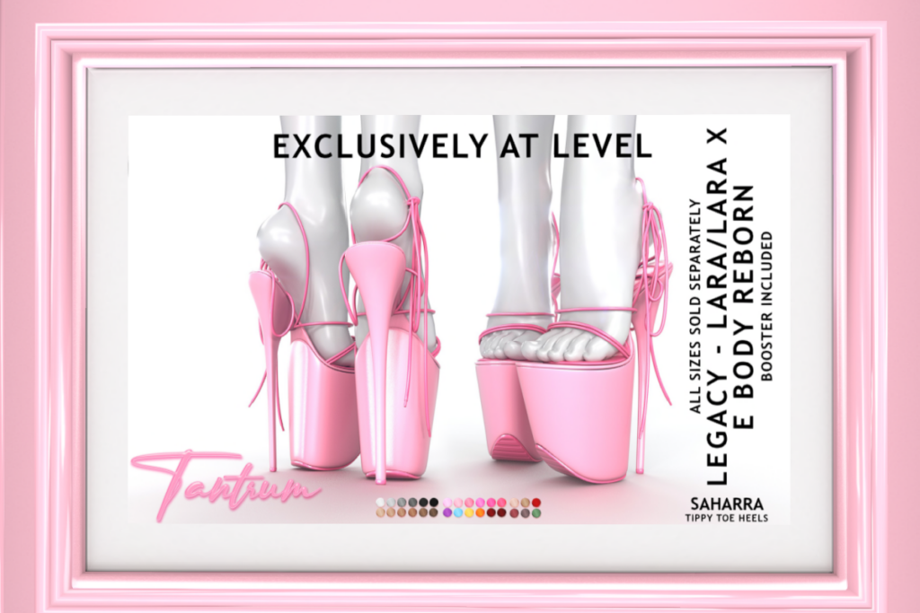 Saharra Tippy Toe Heels - Legacy/Maitreya/Reborn/+mods, L$550 each