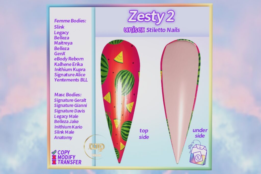 Zesty Mesh Nails - see ad for fits, L$150 each