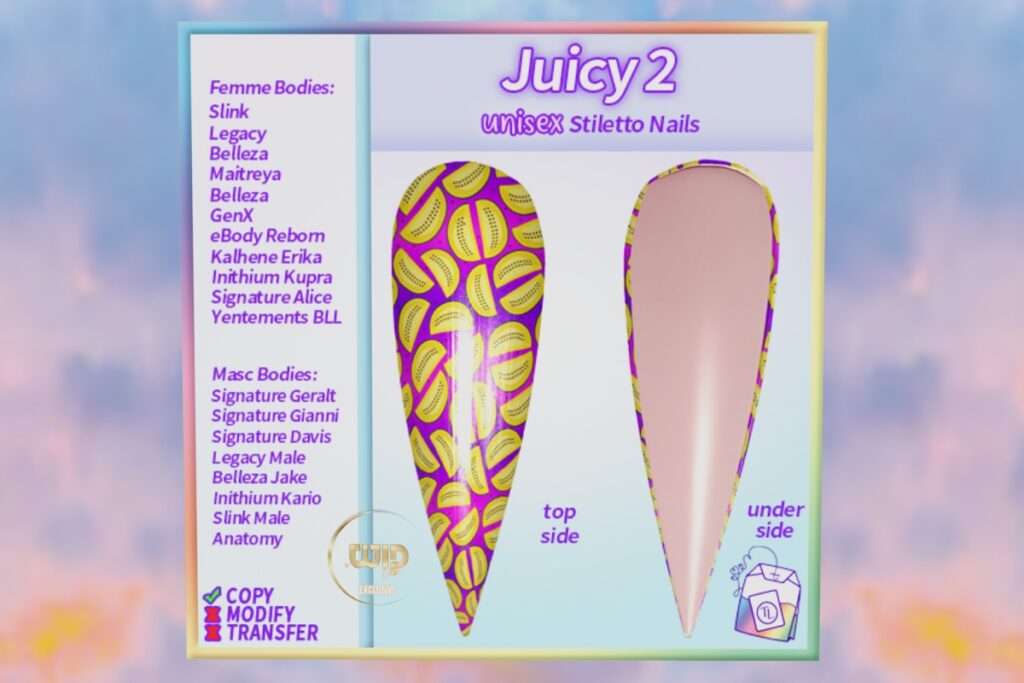 Juicy Mesh Nails - see ad for fits, L$150 each