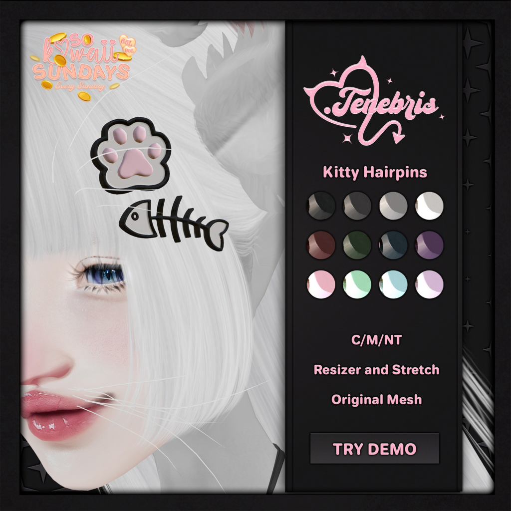 Kitty Hairpins	&lt;a href=&quot;http://maps.secondlife.com/secondlife/Graveyard/35/206/3002&quot; target=&quot;_blank&quot;&gt;Teleport&lt;/a&gt;