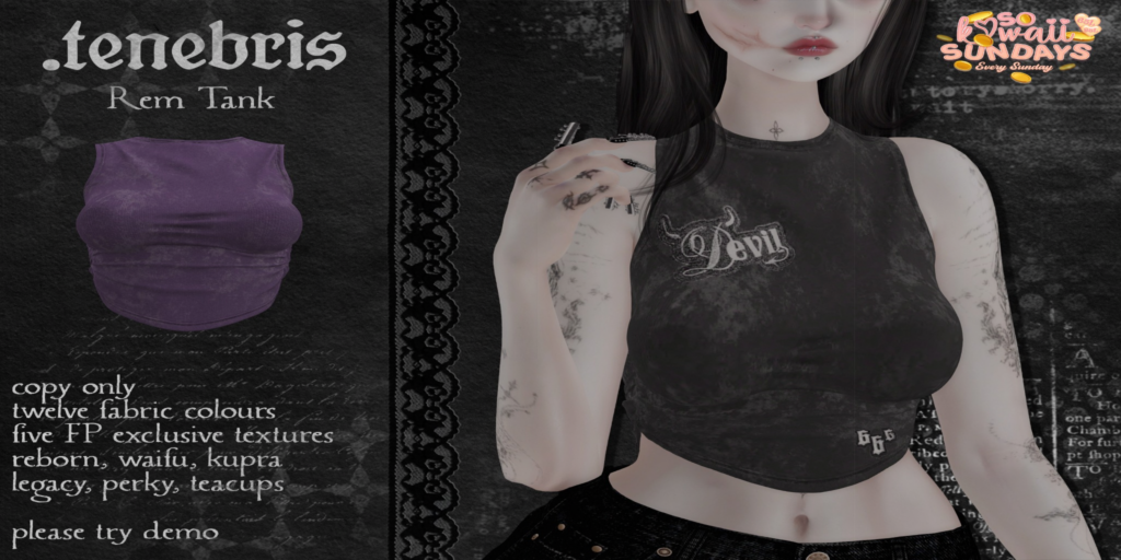 Rem Tank Top - Inithium/Legacy/Reborn/+mods	&lt;a href=&quot;http://maps.secondlife.com/secondlife/Graveyard/35/206/3002&quot; target=&quot;_blank&quot;&gt;Teleport&lt;/a&gt;