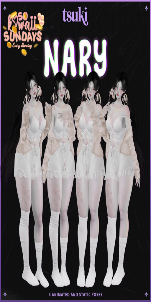Nary Poses	&lt;a href=&quot;https://maps.secondlife.com/secondlife/Dark%20Desires/207/202/25&quot; target=&quot;_blank&quot;&gt;Teleport&lt;/a&gt;