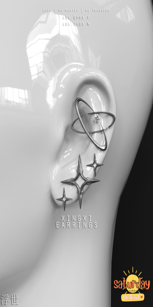 Xingxi Earrings - EvoX M+F	&lt;a href=&quot;http://maps.secondlife.com/secondlife/Stellar/32/213/501&quot; target=&quot;_blank&quot;&gt;Teleport&lt;/a&gt;