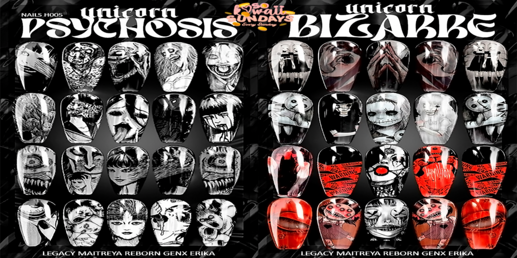 Psychosis Mesh Nails &amp; Bizarre Mesh Nails - Erika/GenX/Legacy/Maitreya/Reborn	&lt;a href=&quot;http://maps.secondlife.com/secondlife/Tamburello/193/125/807&quot; target=&quot;_blank&quot;&gt;Teleport&lt;/a&gt;