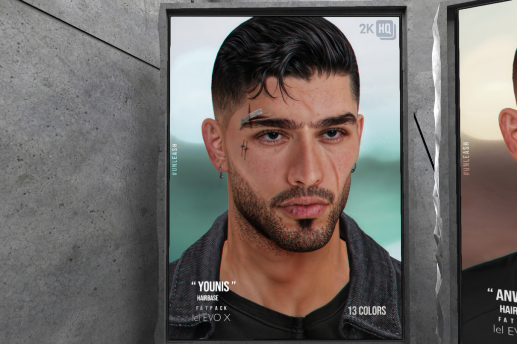 Younis Hairbase - EvoX, L$300 | Axel Mustache - EvoX, L$299