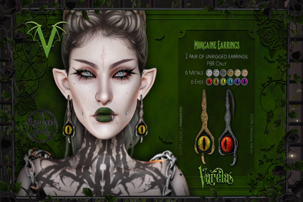 Morgaine Earrings, L$329 | Morgaine FatPack, L$449