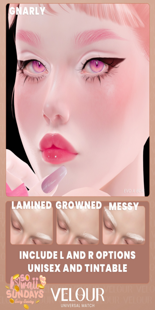 Gnarly Eyebrows - EvoX	&lt;a href=&quot;http://maps.secondlife.com/secondlife/VELOUR/93/115/83&quot; target=&quot;_blank&quot;&gt;Teleport&lt;/a&gt;