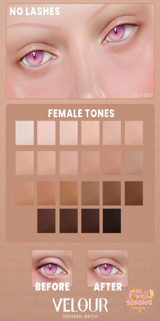 No Lashes Add-on - EvoX	&lt;a href=&quot;http://maps.secondlife.com/secondlife/VELOUR/93/115/83&quot; target=&quot;_blank&quot;&gt;Teleport&lt;/a&gt;