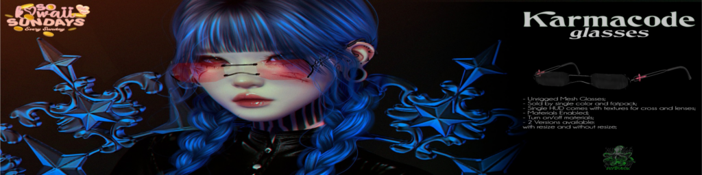 Karmacode Glasses	&lt;a href=&quot;http://maps.secondlife.com/secondlife/Tomoeda/61/187/28&quot; target=&quot;_blank&quot;&gt;Teleport&lt;/a&gt;