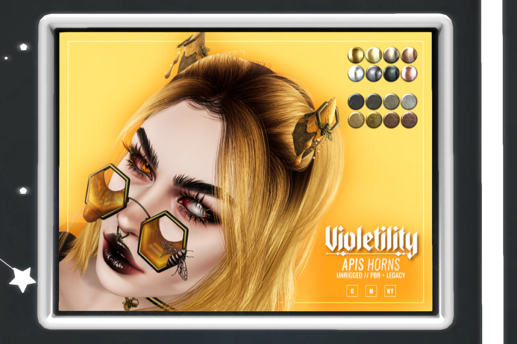 Apis Horns	&lt;a href=&quot;http://maps.secondlife.com/secondlife/Violetility/128/166/23&quot; target=&quot;_blank&quot;&gt;Teleport&lt;/a&gt;
