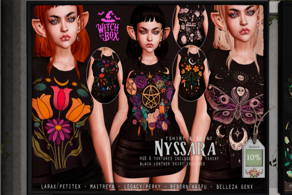 Nyssara T-Shirt &amp; Skirt - GenX/Legacy/Maitreya/Reborn/+mods, L$333