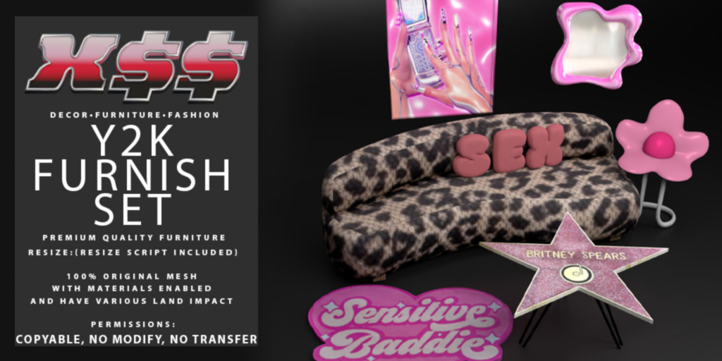 Y2K Furnish Decor Set	&lt;a href=&quot;http://maps.secondlife.com/secondlife/Tender%20Love/164/160/1162&quot; target=&quot;_blank&quot;&gt;Teleport&lt;/a&gt;