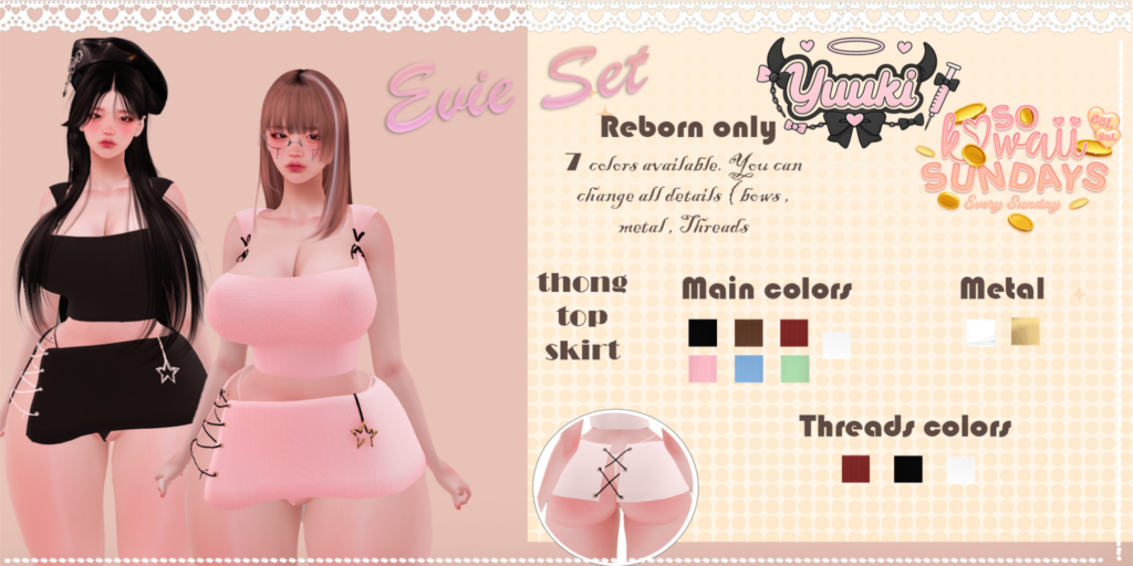 Evie Set - Reborn	&lt;a href=&quot;http://maps.secondlife.com/secondlife/Gigli%20Live/138/191/21&quot; target=&quot;_blank&quot;&gt;Teleport&lt;/a&gt;