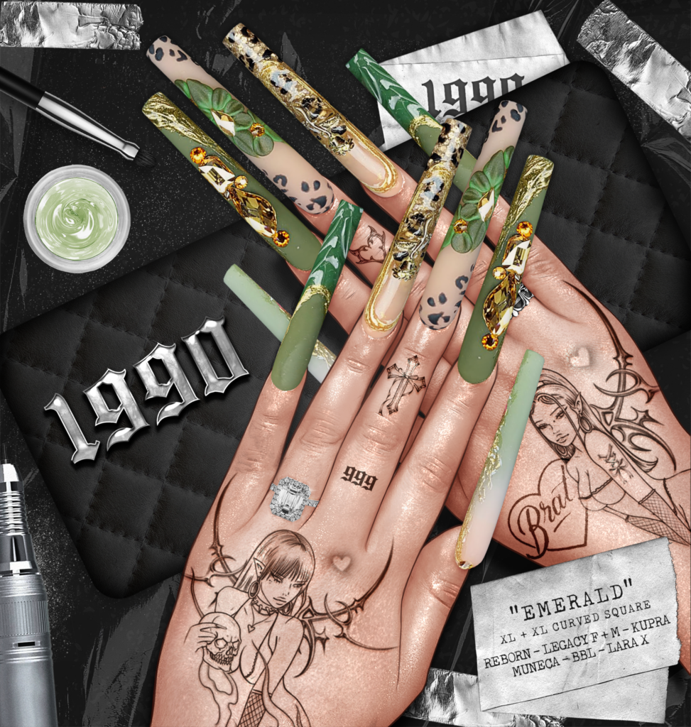 Emerald Nails - Inithium/Legacy F+M/MaitreyaX/Reborn/Yentements	&lt;a href=&quot;https://maps.secondlife.com/secondlife/Redwood/150/106/22&quot; target=&quot;_blank&quot;&gt;Teleport&lt;/a&gt;